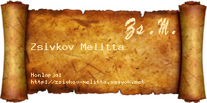 Zsivkov Melitta névjegykártya