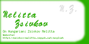 melitta zsivkov business card